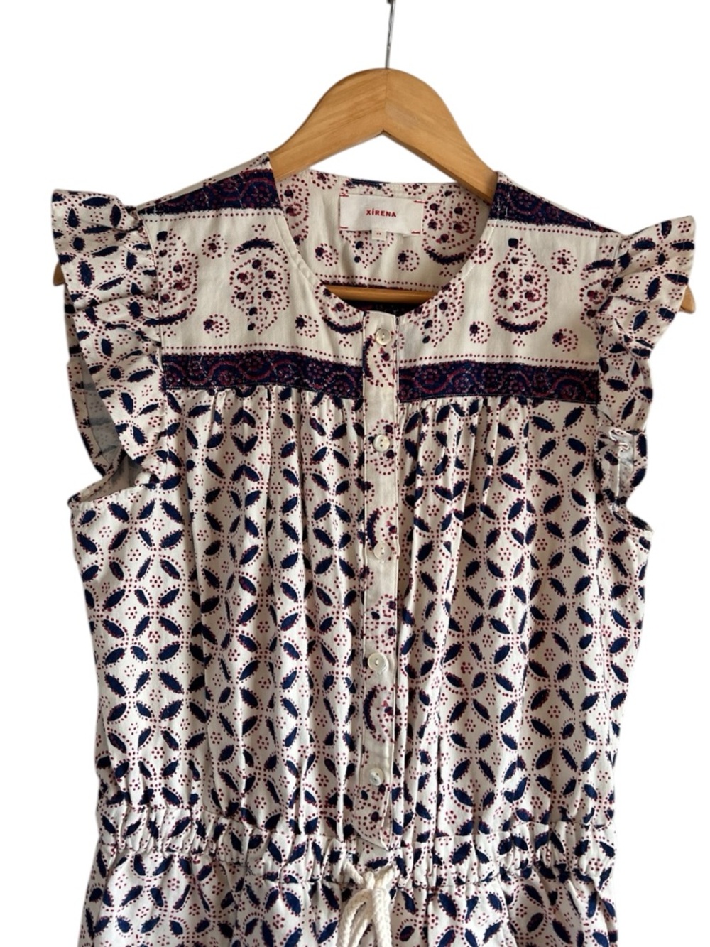 XiRENA Liam Sand Castle jumpsuit with ruffles & drawstring XS like new condition - Picture 5 of 15